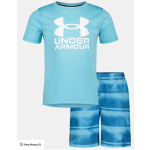 nwt Boys' Pre-School UA Gated Stripe Surf Shirt & Volley Shorts Set size 2T